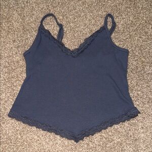 Hollister Navy Blue Lace Trim Cami Top